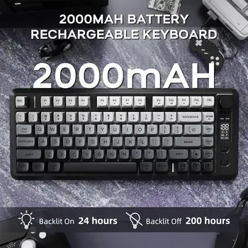 ATTACK SHARK M75 Wireless Membrane Gaming Keyboard with Knob&OLED Display Bluetooth/2.4Ghz Rainbow Backlit Gradient PBT Keycaps 4