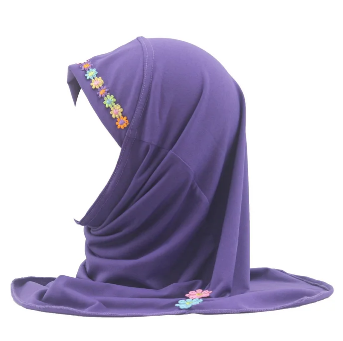 Kids Girls Muslim Beautiful Hijab Islamic Arab Scarf Shawls Flower Pattern Ramadan muslim headwear,head scarf,hijab headscarf,shawl scarf,female head wraps