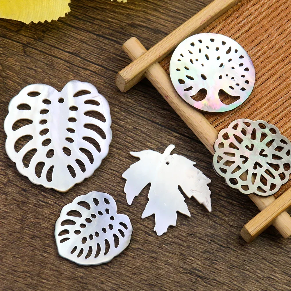 1PC Natural Mother of Pearl Shell Pendant Tree of Life Leaf Charm for DIY Jewelry Accessories Necklaces Earrings