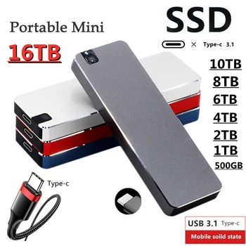 휴대용 외장 SSD, USB C타입, USB 3.1, 500GB, 2TB, 4TB, 8TB, 솔리드 스테이트 드라이브, 모바일 하드 디스크, 노트북용, 1TB, 신제품 2023