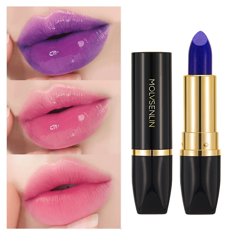 

Magic Blue Color Changing Lip Balm Moisturizing Long Lasting Red Rose Temperature Color Change Lip Gloss Waterproof Lip Makeup