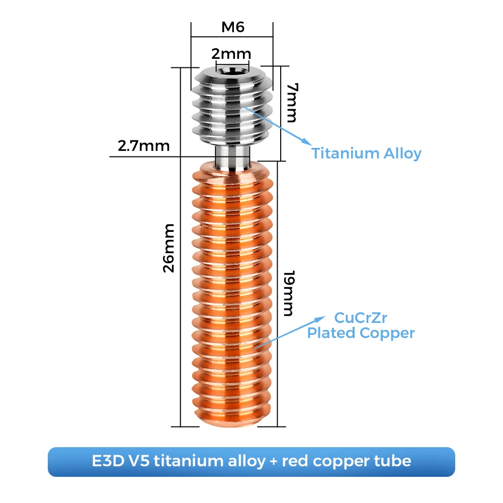 High Quality E3D V6 Throat V5 3D Printer Parts CR10 Bi-metal Heatbreak Copper Plated MK8 Throats For Ender 3 S1/Pro CR10S CR6 SE images - 6