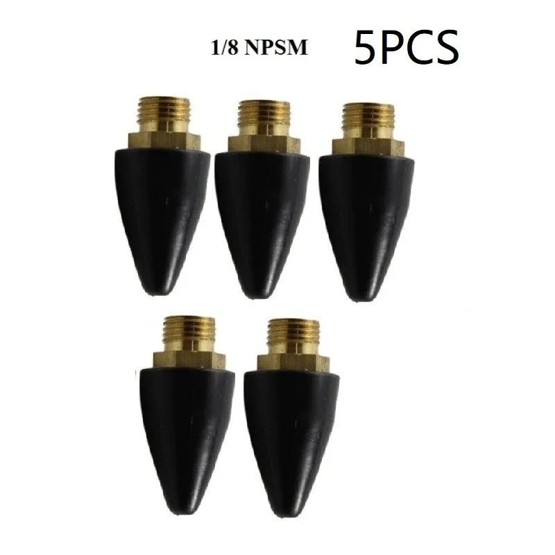 5Pcs Air Nozzle Replacement Tip For Air Blow Guns Pneumatic Tool Replacement Head 1/8 Inch NPSM Thread Male Rubber Brass Tip