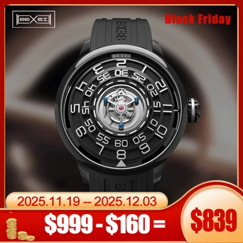 BEXEI Tourbillon Mechanical Men's luxury watch Luxury Flying Centre Tourbillon Manual Movement Man watch Hollow Black Hole 9110 1