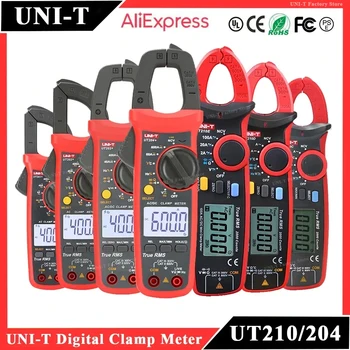 UNI-T UT210E UT202A UT204 플러스 클램프 계량기, AC/DC 디지털 전압계 전류계 플라이어, 전문 전기 멀티 테스터