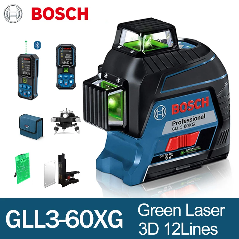 Bosch Laser Level Green 12-Line Marker Verticale E Orizzontale Indoor Outdoor Strumenti Ausiliari Generali Alta Precisione Gll3-60Xg