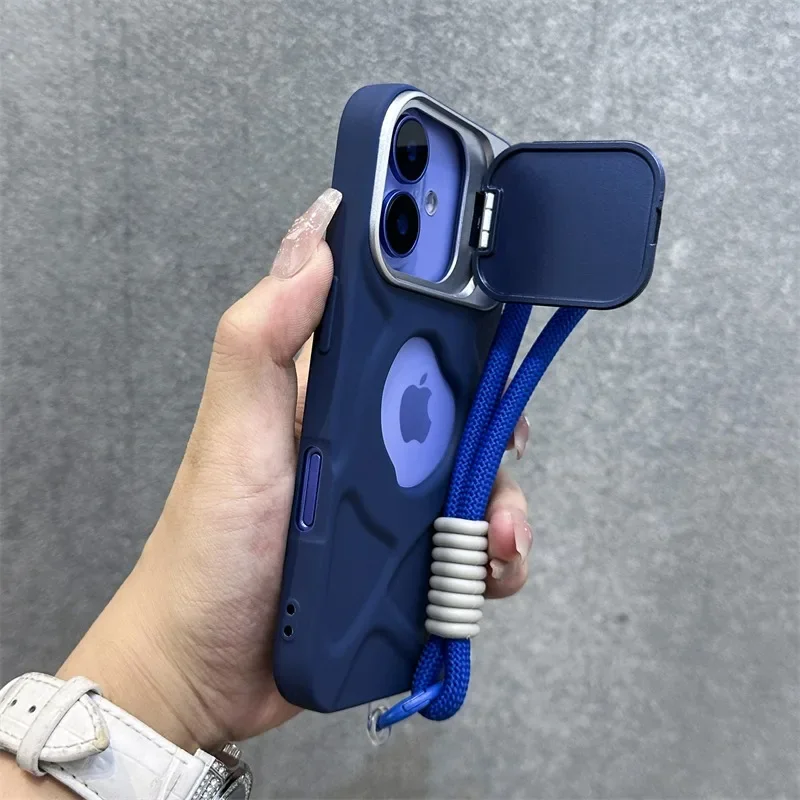 Premium Shockproof Silicone Case with Foldable Camera Protection and Wrist Strap