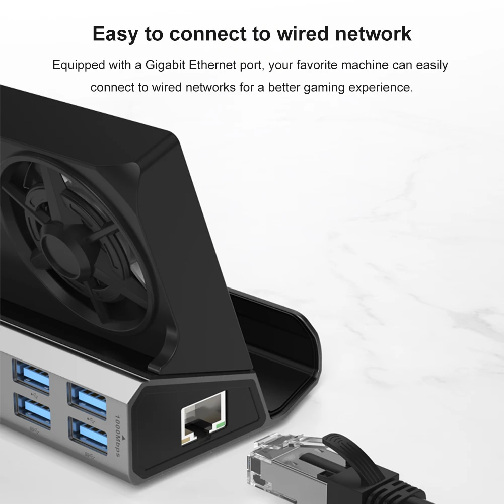 ROG Ally 도킹 스테이션 (팬 포함) HDMI 2.0 4k@60hz 기가비트 이더넷 PD 100W 도크 스탠드 타입 C USB (스팀 덱용)