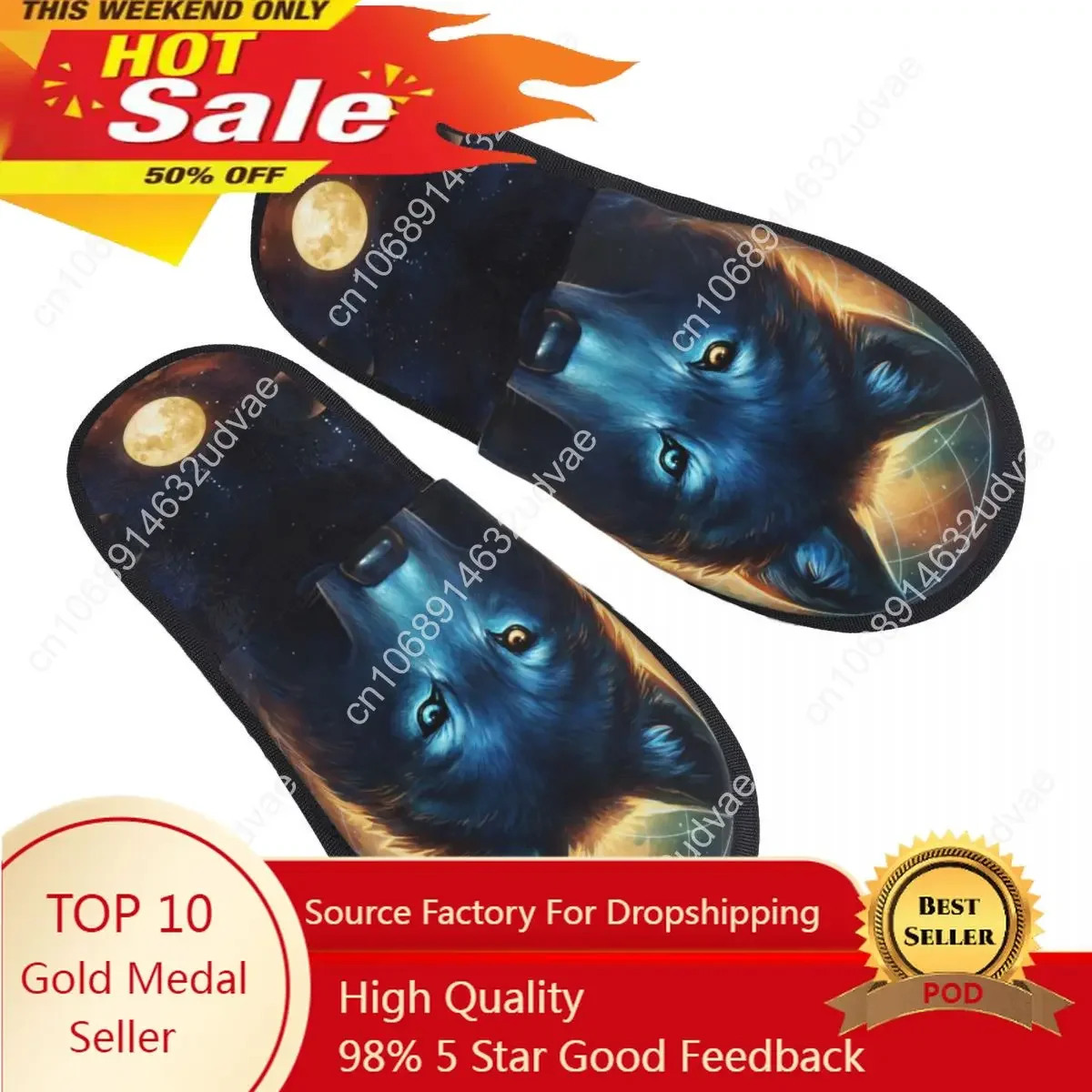 

Fur Slipper For Women Men Fashion Fluffy Winter Warm Slippers Lunar Wolf With Galaxy Space House Shoes