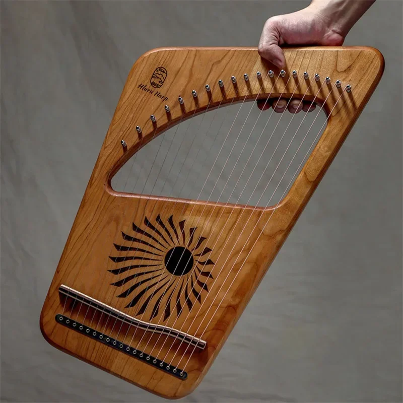 CLEARANCE SALE-Long Harp 7 String Lyre Harp Full Veneer Solid Wood Cherry Wood Creative Design Portable Stringed Instrument