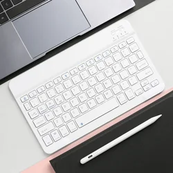 Portable Rechargeable Universal Wireless Bluetooth Keyboard (WHITE)