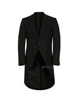 British Style Black Men Tuxedos Suit Coats Fashion Peak Lapel One Button Blazers Gentleman Wedding Party Prom Long Jacket 2