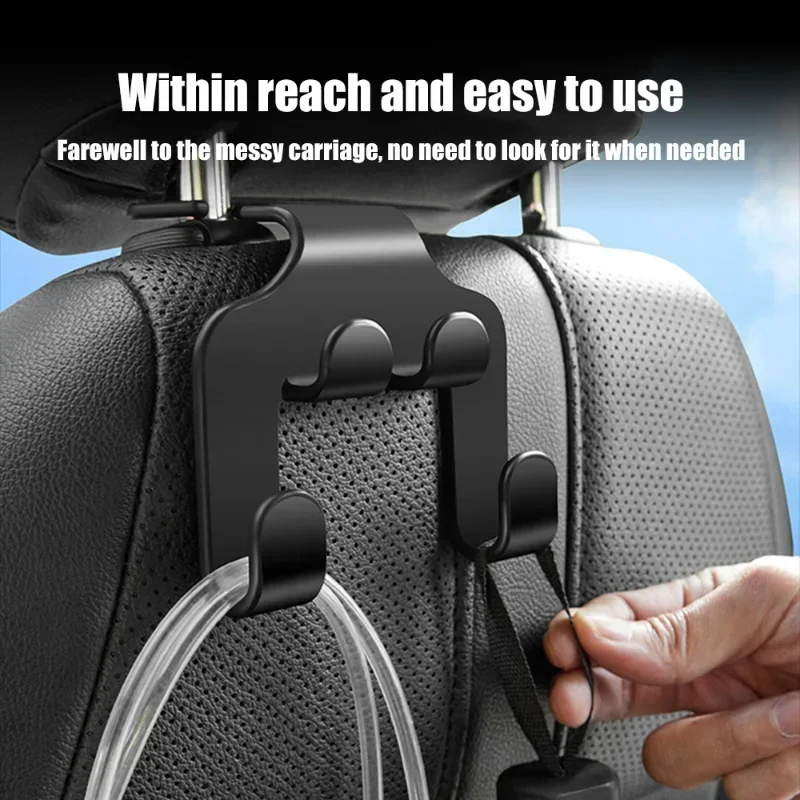 Black ABS Car Seat Back Double Headrest Hanger Hook