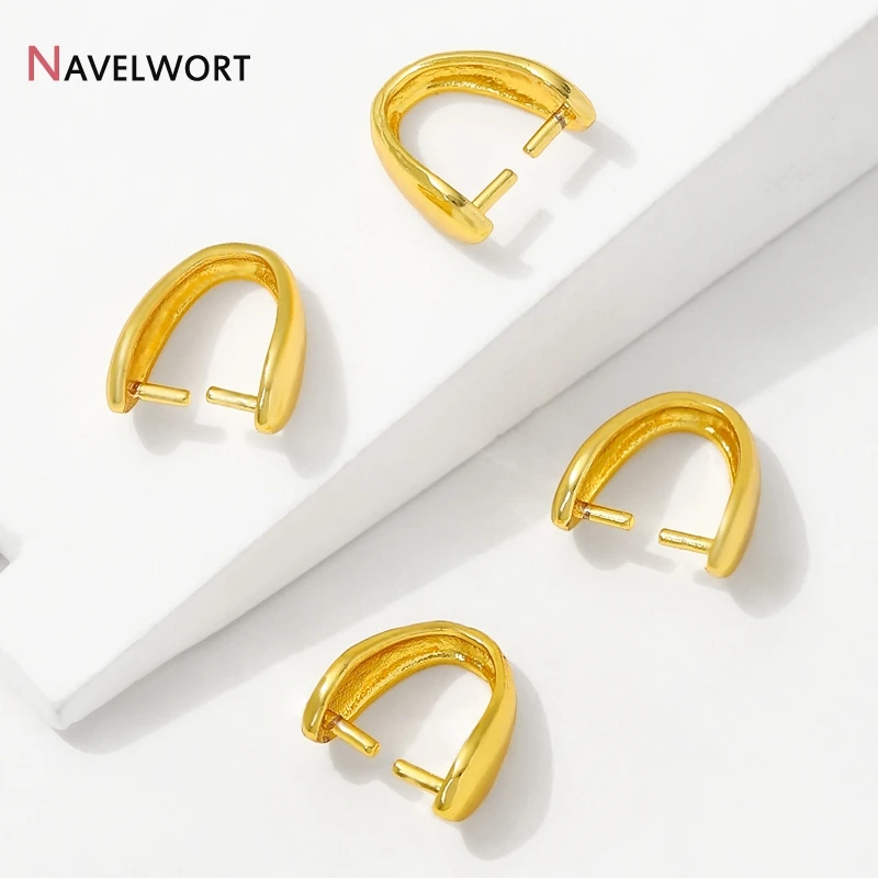 14K/18K vergoldetes Messing Metall glatte Anhänger Bügelverschlüsse, Bügelhalter für Anhänger DIY Mode Halskette Herstellung Zubehör – Detail 19