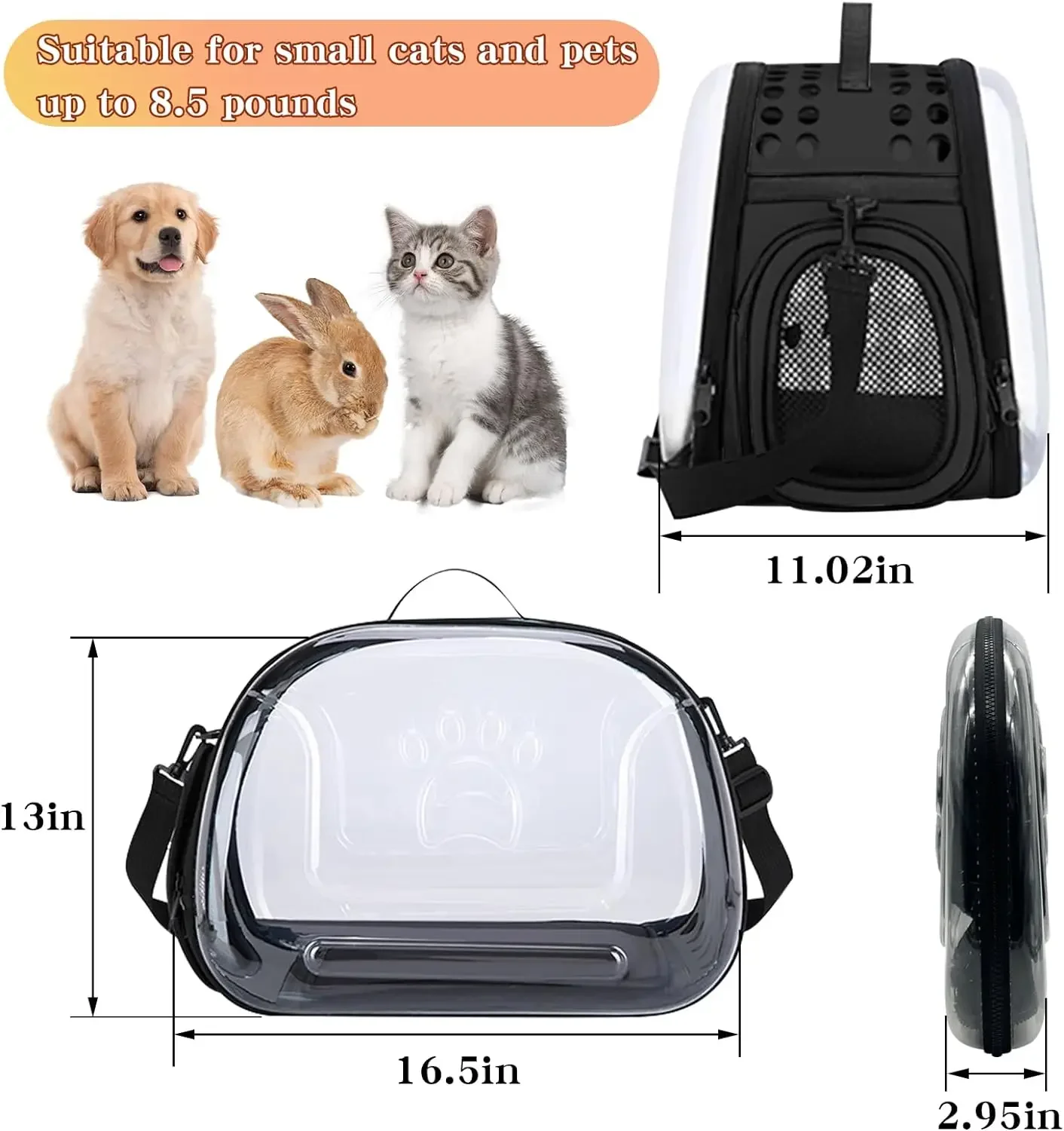 Pet Travel Bag Cat Carrier Outdoor Travel Breathable Handbag Cat Carrier Bag Collapsible Portable Small Pet for Cats Puppy