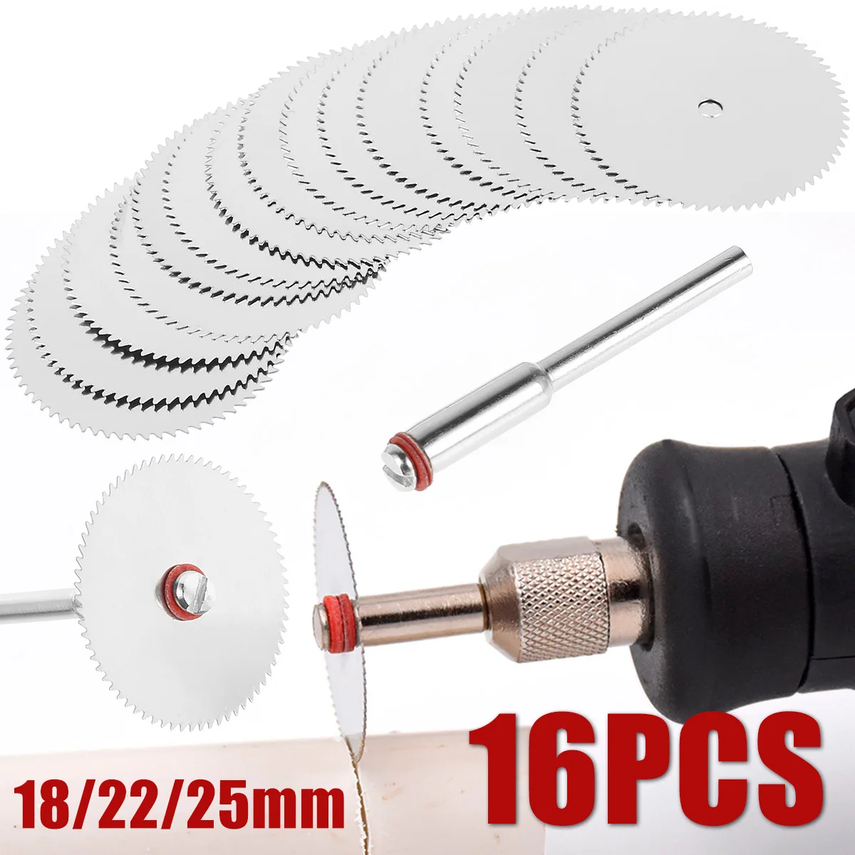 

16 Pcs/Set Slice Metal Stainless Steel Mini Circular Saw Blade Wood Cutting Disc for Dremel Rotary Tool with Mandrel Wood Cutter