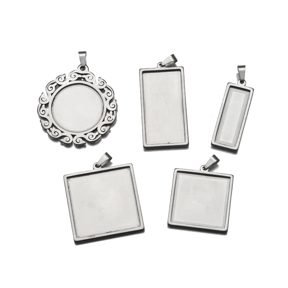 30pcs 25mm Stainless Steel Round Pendant Trays - Blank Cabochon Settings For DIY Jewelry, Keychains, Resin Crafts-830254