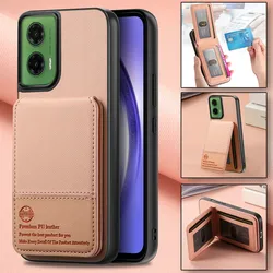 RFID Block Leather Card Case Back Cover for MOTO G84 (Pink)