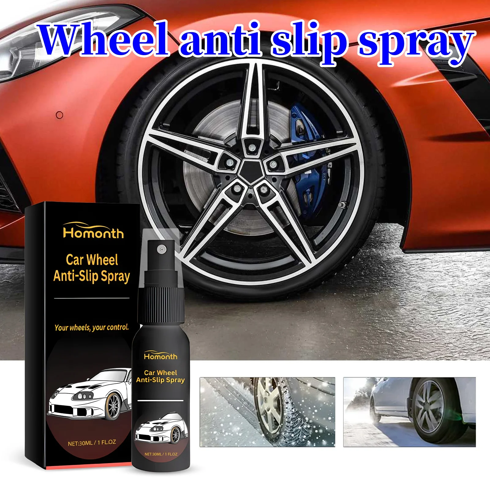 Car Wheel Non-Slip Spray 30ml Car Wheel Detergent Anti-Skid Spray Cleaning Refurbishing Agent Cleaner For Vehicle Cars