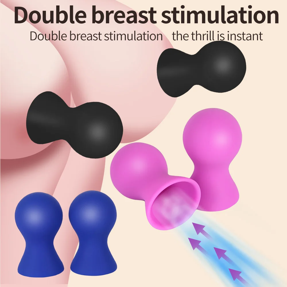Nipple Sex Toys 2PCS Silicone Nipple Sucker Pump Breast Massager Nipple Clamps Clitoris Stimulator for Couples