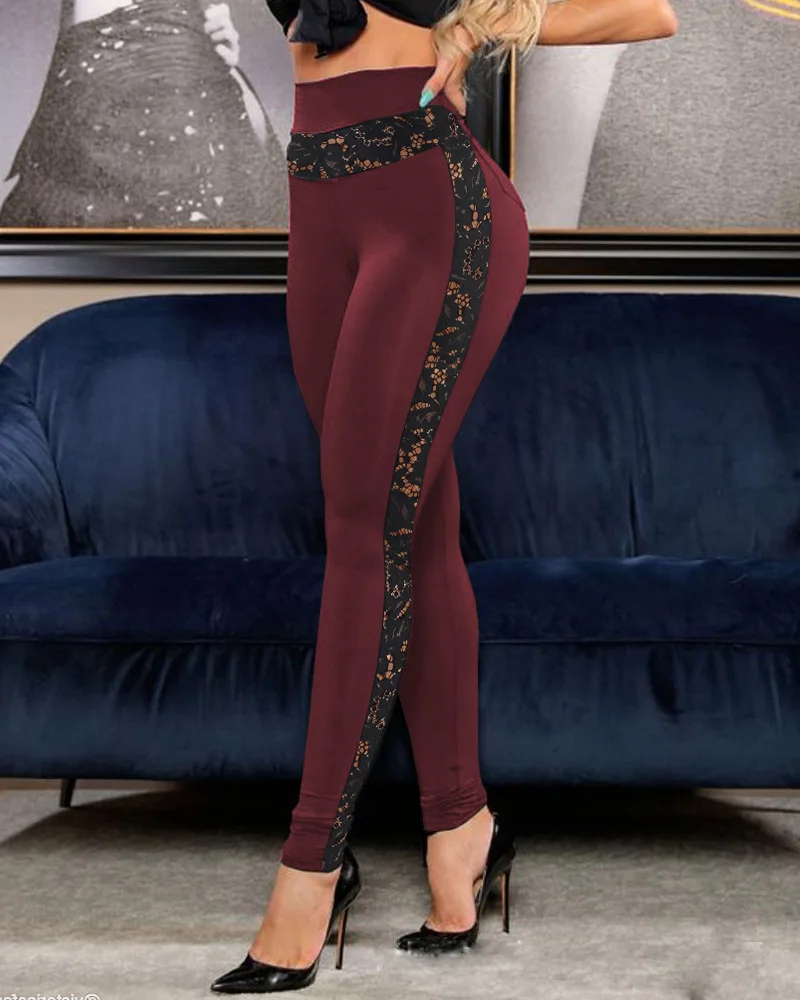 Fashion Loose Yoga Pants Women Autumn Winter Slim Lace Sexy Crochet Fast Work Fitness Casual Sport Pant Legging