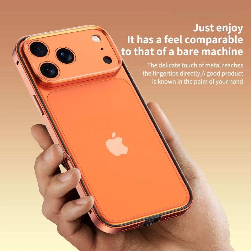 Sleek Aluminum Alloy Phone Frame with Metal Camera Lens Protector and Silicone Shockproof Bumper