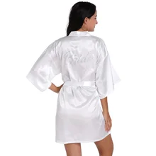 

Factory goods straight women's thin silk cardigan robe, hot diamond bride dressing robe, solid color bride morning Robe
