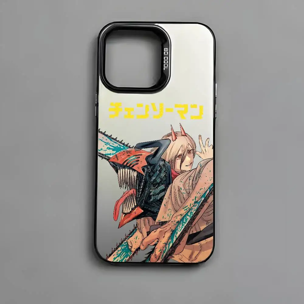 Anime Chainsaw Man Multicolor Matte Laser Metallic Aurora Phone Case