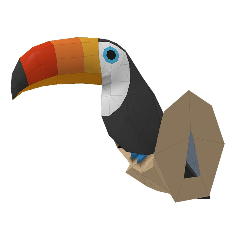 Toucan 3D 종이 모델 새 동물 종이 공예, 가정 장식 벽 장식 퍼즐, 교육용 어린이 장난감, 어린이 선물