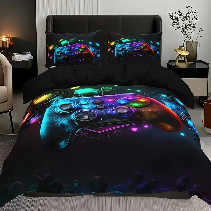 Gaming Gamer Comforter Covers Set Twin Size, Video Games Bedding Set For Kids,Teens,Modern Boys Cartoon Gamepad Duvet Cover Sets