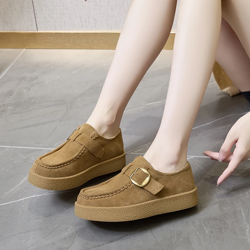 Women Loafer Shoes Genuine Leather 2026 Autumn New Suede  display picture 2