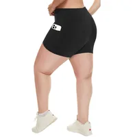 Plus Size Fit Yoga Shorts for Women's High Waist Side Pocket Workout Running Tight Stretchy Athletic Summer Fashion Slim Shorts - Image 6