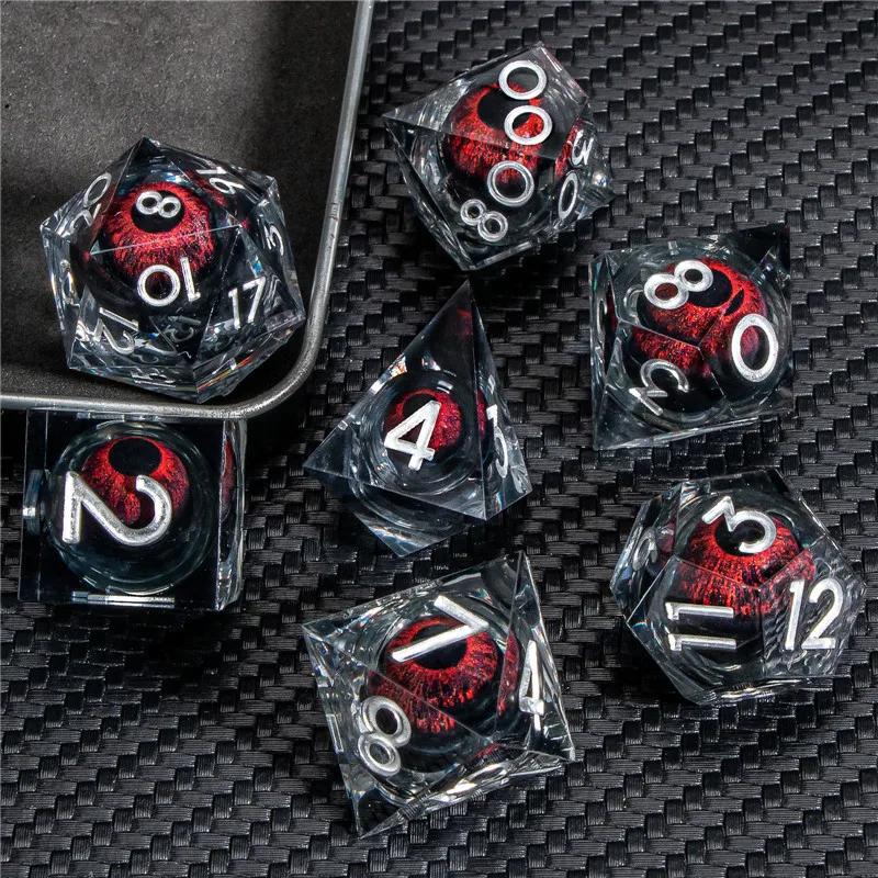 

KERWELLSI Float DND Resin Dice Set, 7Pcs Sharp Edge Liquid Core Dungeon and Dragon Dice, Polyhedral D&D RPG Role Playing Dice