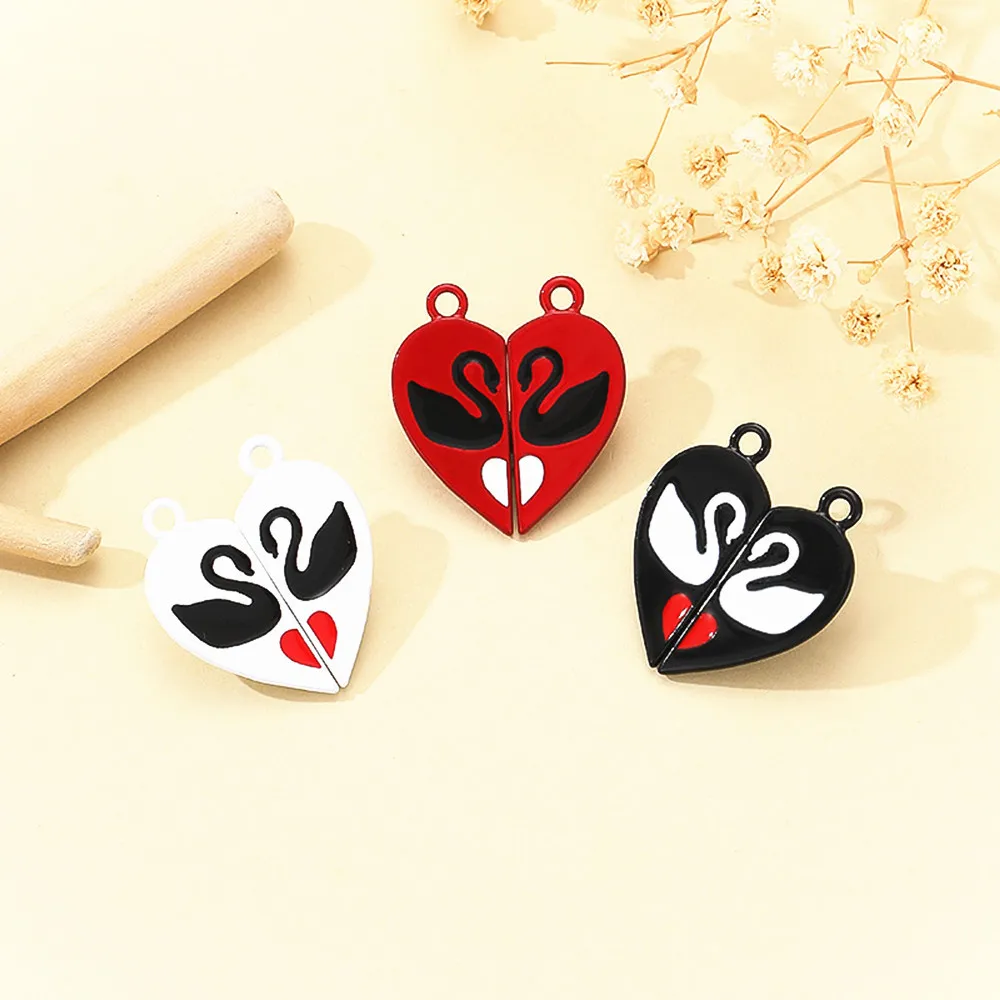 

Simple And Versatile Swan White Black Red Pendant Necklace Ins Men And Women Couples Personality Love Alloy Jewelry Accessories