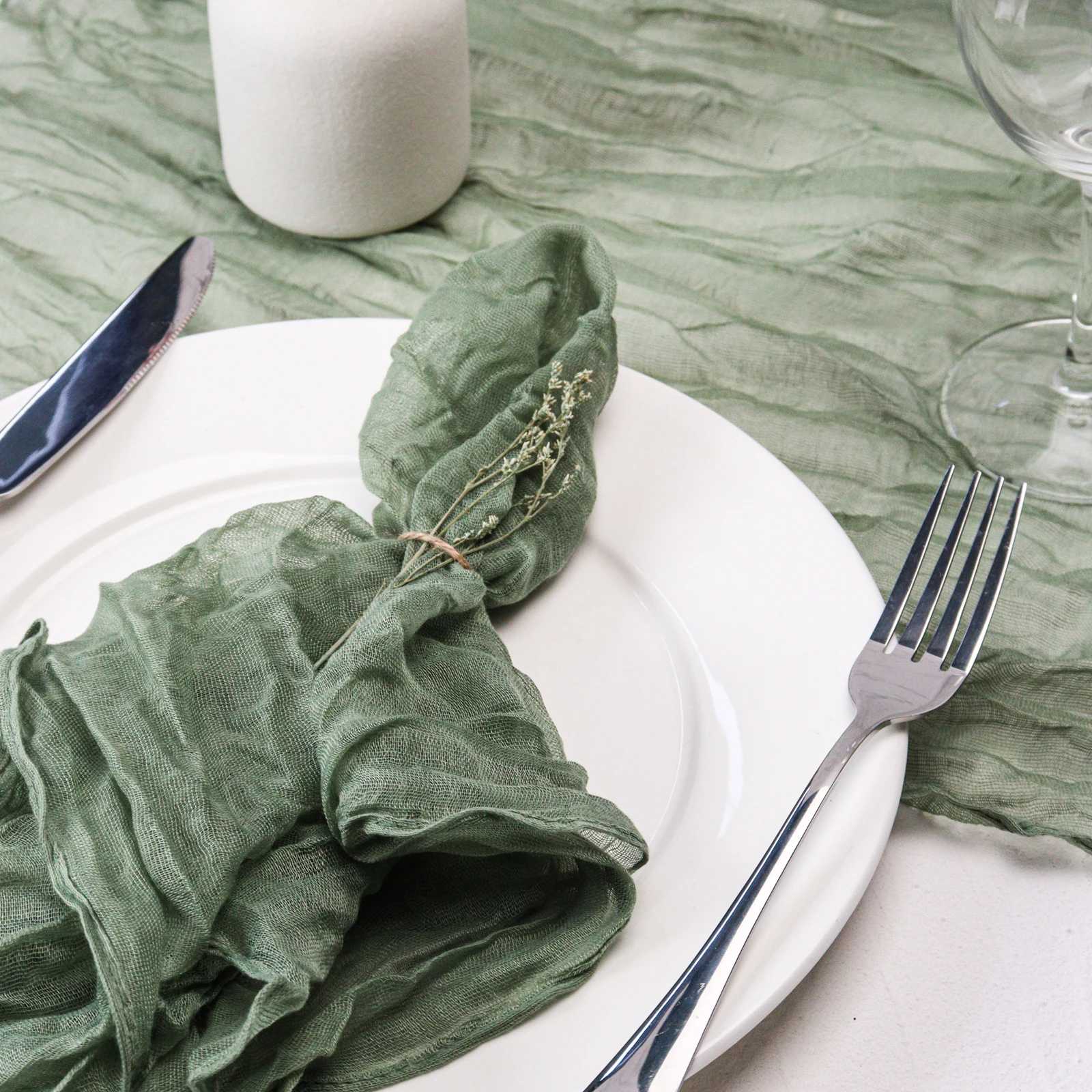 Description Picture 6 of item12pcs, Handmade Cheesecloth Napkins - Rustic Table Decor for Parties, Weddings, and Family Dinners