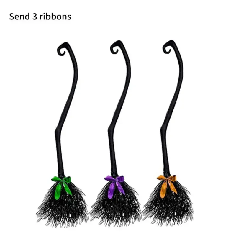 Multicolour Halloween Magic Broom Wacky Witch Brooms With Colorful Ribbon Cosplay Dress Up Halloween Party & Holiday Decorations