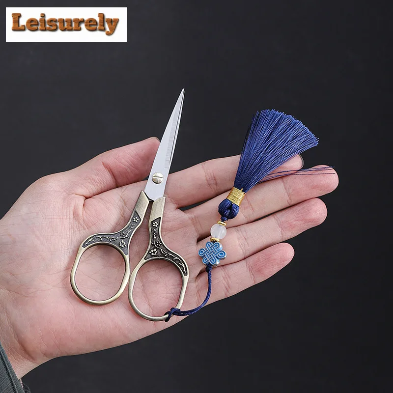 Handamde Plum Blossom Tea Cutting Art Scissors Stainless Steel Tea Bag Cutters Small Cross Stitch Scissors Kung Fu Ceremony