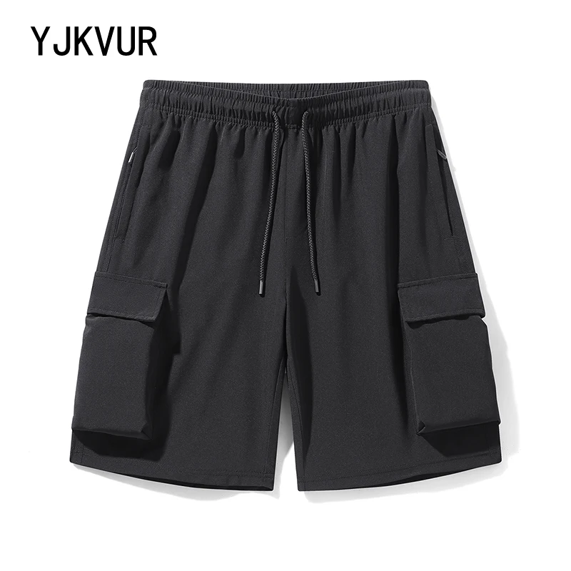 

YJKVUR 2024 Summer New Oversize Lightweight Quick Dry Cargo Drawstring Shorts Men Cool Fishing Hiking Shorts with Multi Pocket