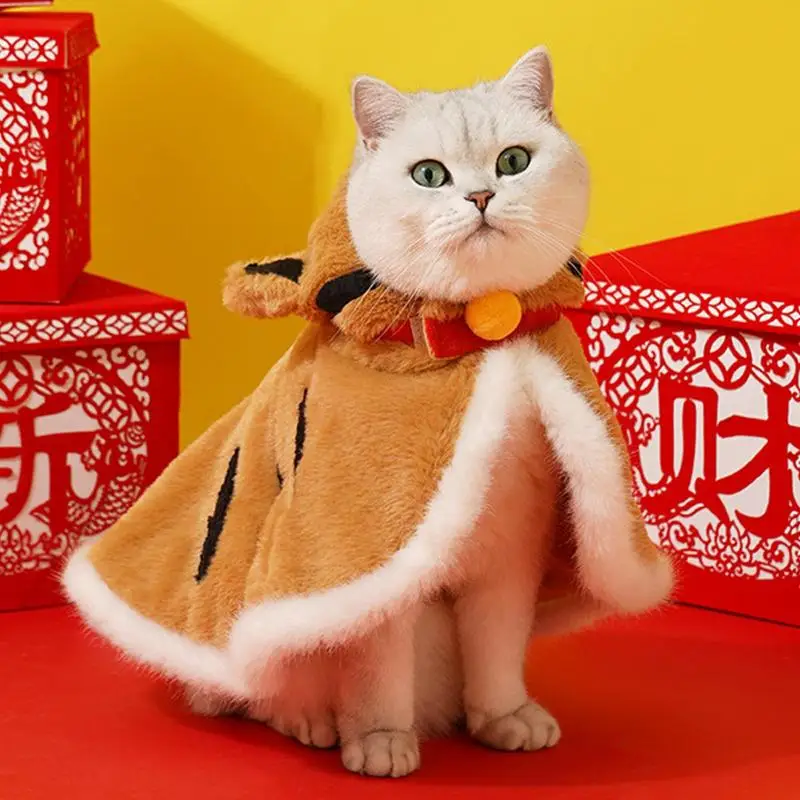 고양이 호랑이 할로윈 코스튬 추운 날씨 옷, 따뜻한 후드 코트, 애완 동물 겨울 옷, 호랑이 코스튬