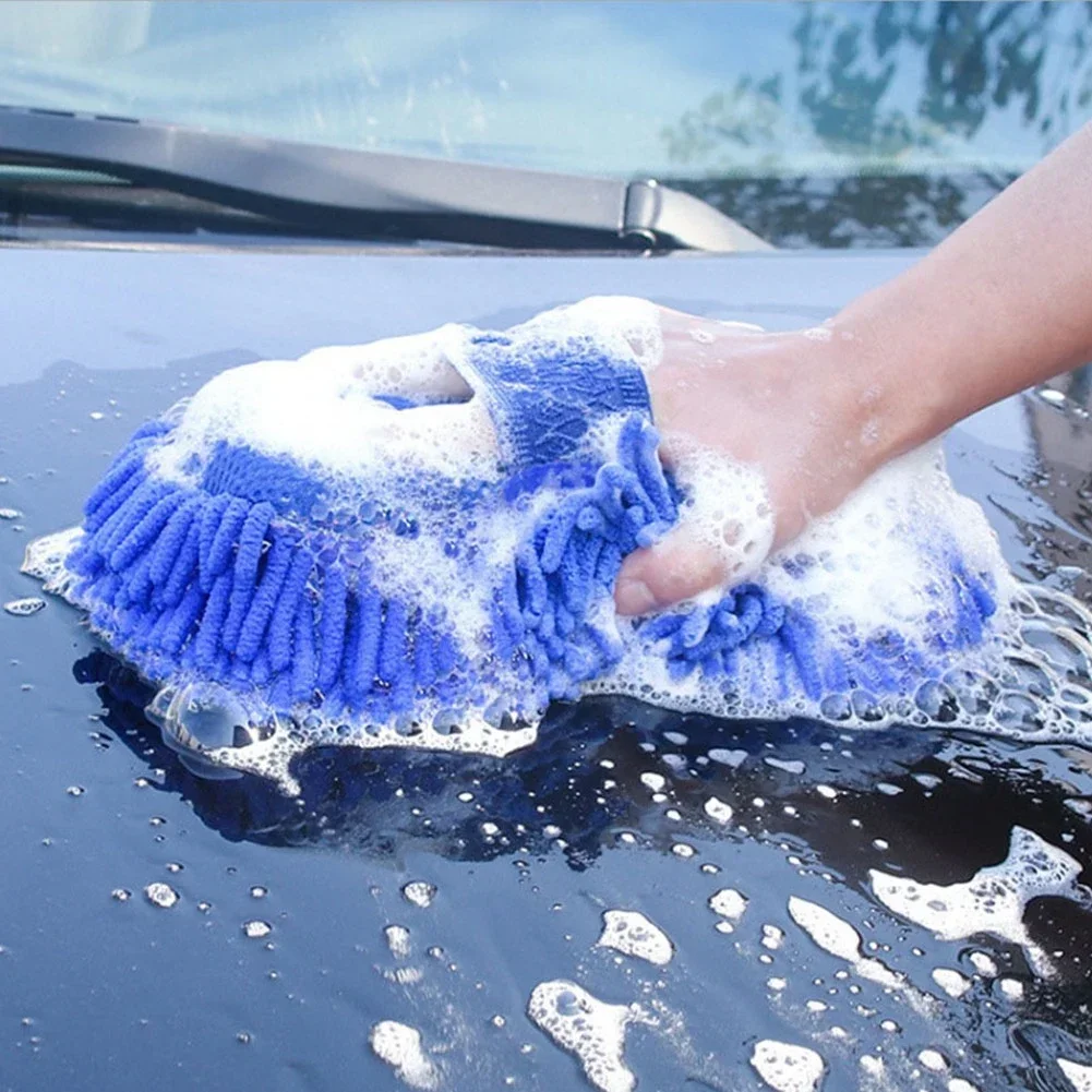 1pcs Car Wash Glove Microfiber Chenille Car Wash Sponge Care Washing Detailing Brush Pad Multifunction Cleaning Tool 3