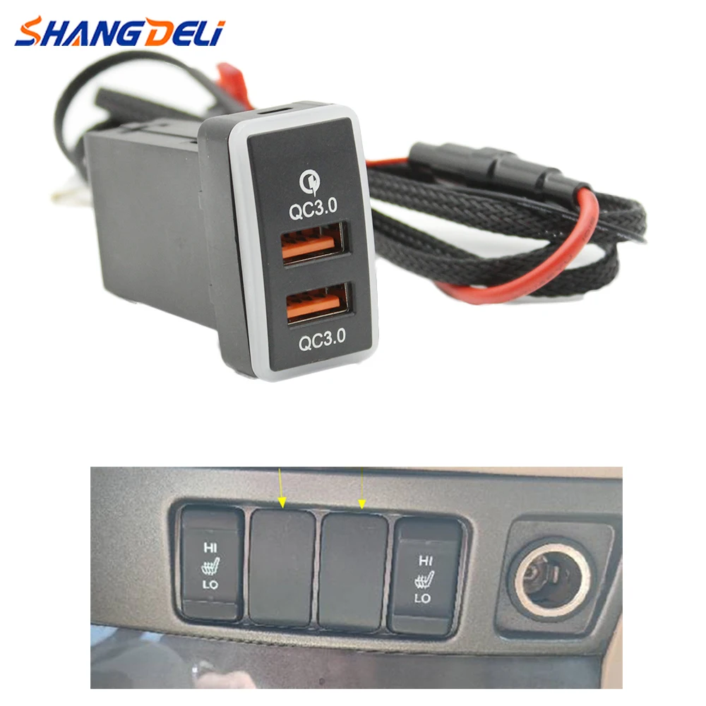 

Автомобильное быстрое зарядное устройство с двумя USB разъемами QC3.0, адаптер для быстрой зарядки телефона для Honda Fit Civic Odyssey CRV 2007- 2013, аксессуары