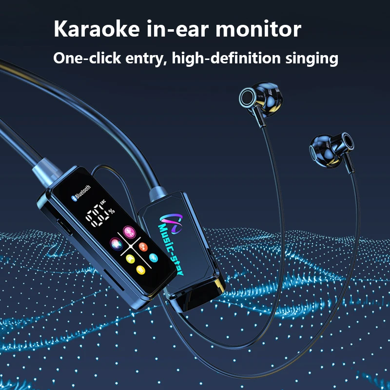 HD Screen Bluetooth Neckband Earphones - HiFi Stereo Noise Reduction Wireless Headsets