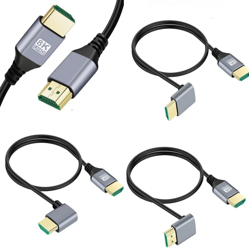 0,5 m 1m 8K HDMI 2,1 V Cable macho a macho Cable izquierdo derecho ángulo arriba abajo 8K HDMI cable para HD TV portátil proyector PS4 PS5 Cable