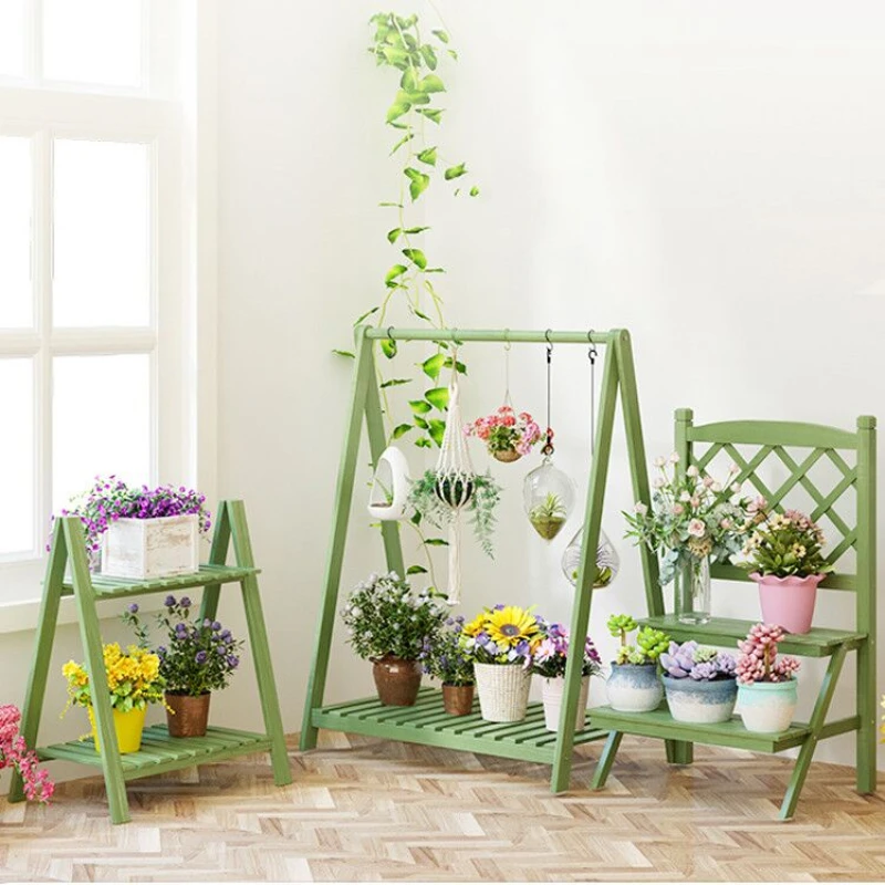 Storage Rack Balcony Indoor Nordic Multi-Layer Decorative Succulent Small Flower Shelf Solid Wood Jardiniere Floor Living Room