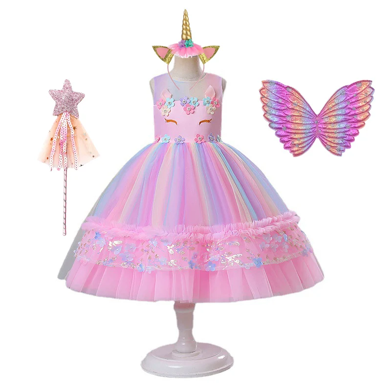 Purim Unicorn Girls Dress Kids Birthday Party Princess Costume for Halloween Cosplay Christmas Children Ball Stage Disfraz Mujer cosplay costume kids girls dress halloween dress outfit