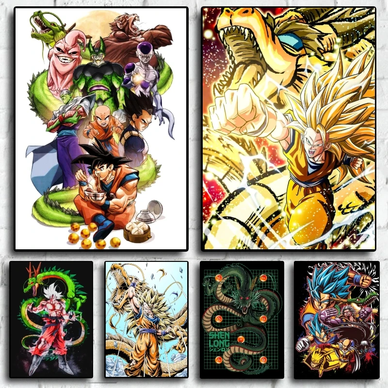 

Anime Poster Dragon Ball Family Lucky God Dragon Goku Modern Home Living Room Boys Bedroom Canvas Painting Decoration