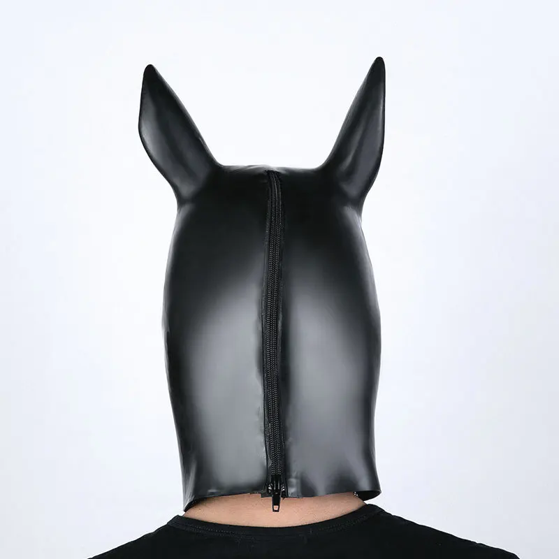 Halloween Mask Unisex Black Latex Hoods Horse Head Mask Party Cosplay Rubber Catsuits Bodysuits Mask