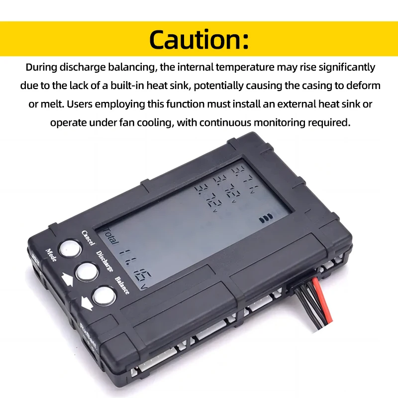 Testeur de Batterie LiPo 3-en-1 2-6S avec Écran LCD, Équilibreur et Décharge