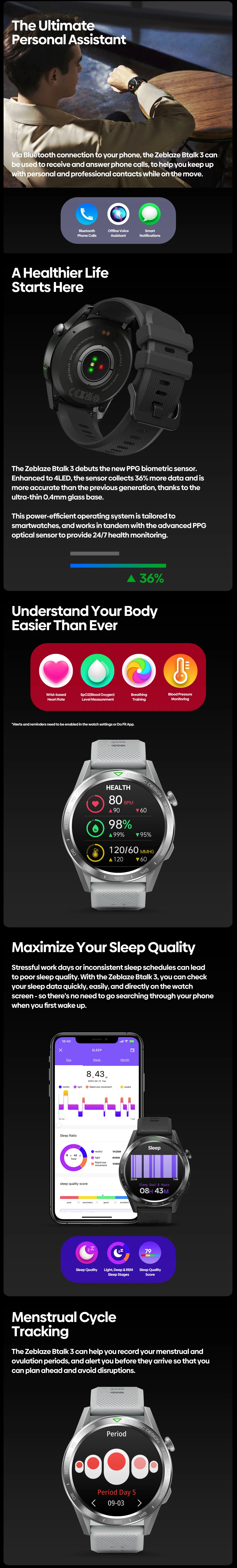 Zeblaze Btalk 3 Voice Calling Smart Watch description image 2