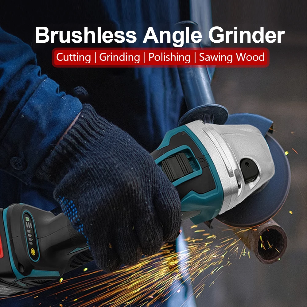 Brushless Angle grinder rechargeable battery powered 4 speeds Electric Grinding machine Cutting Machine For Makita 18V Battery 2